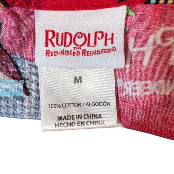 Rudolph The Red-Nosed Reindeer Red Christmas Scrub Top Unisex Size M 100% Cotton - Picture 6 of 7